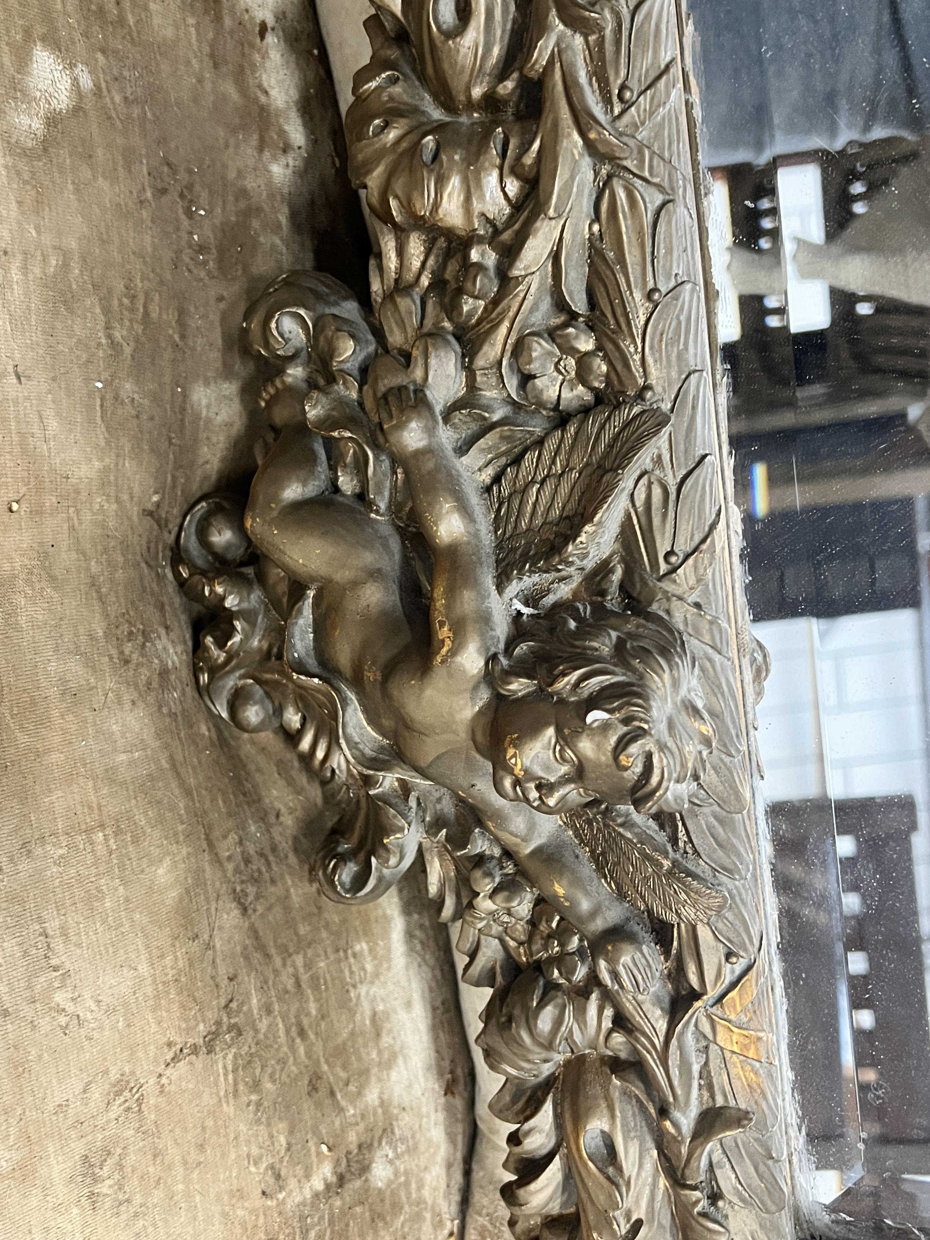 A Victorian style rectangular composition wall mirror, width 70cm, height 90cm